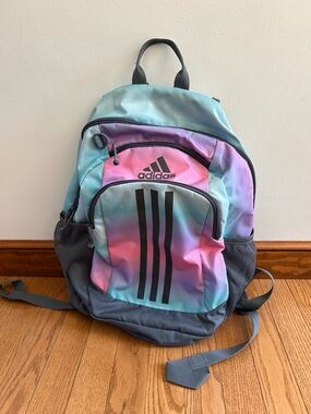 adidas Kids Backpack Pastel Teal Pink Purple with Gray Accents